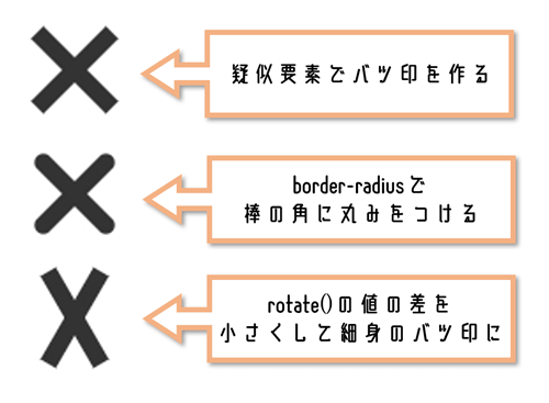 CSSならバツ印を自在に調整できる