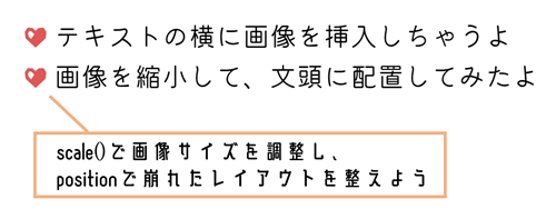 scale()で画像サイズを調整して、positionで位置を整えよう